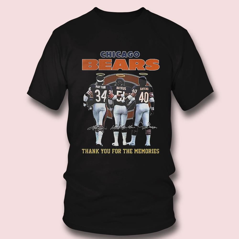 Chicago Bears Payton Butkus And Sayers Thank You For The Memories T-shirt