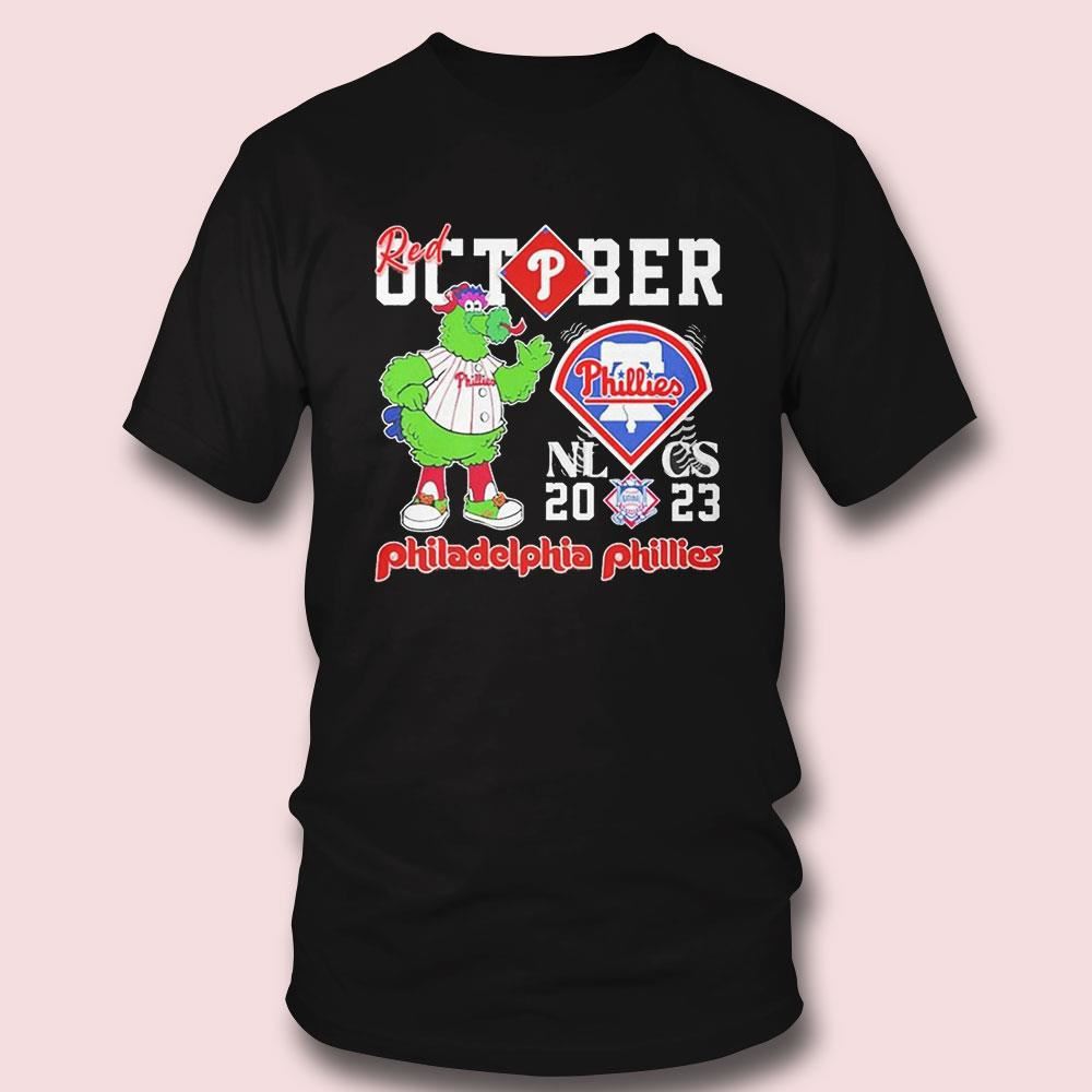 Red October 2023 Nlcs Philadelphia Phillies Mascot T-shirt Ladies Tee