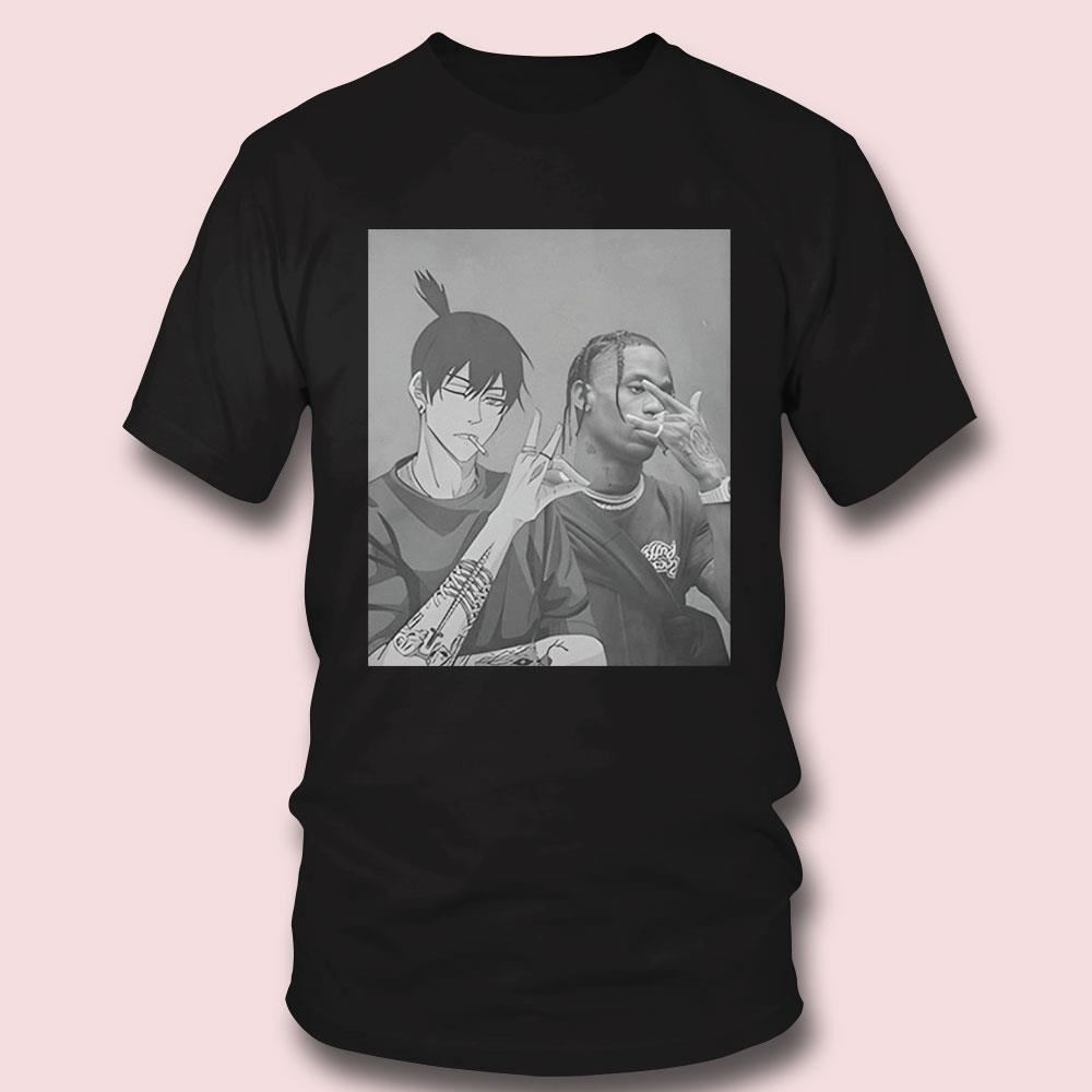 Travis Scott And Aki Hayakawa Chainsaw Man Shirt Ladies Tee