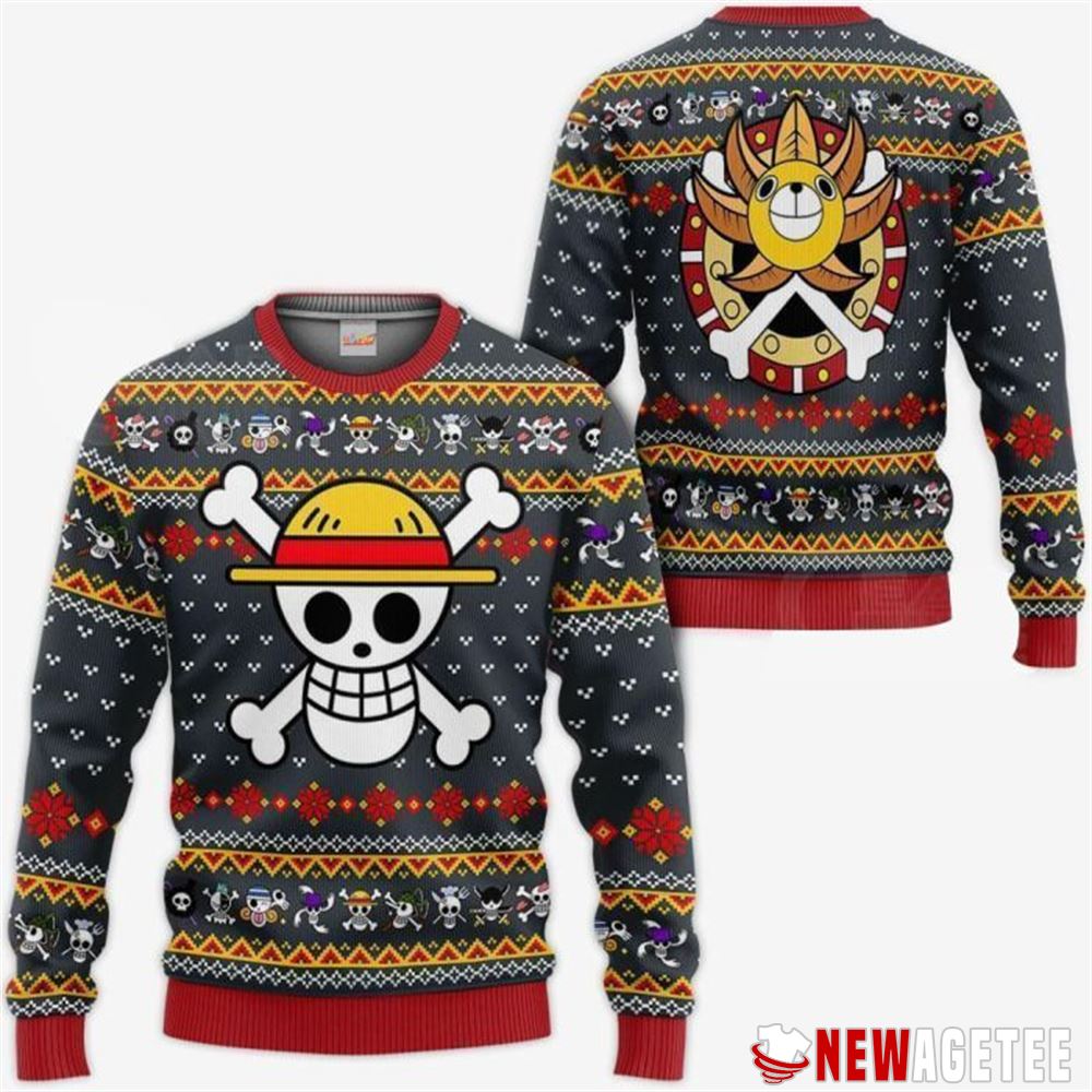 One Piece Ugly Christmas Sweater Straw Hat Priate Hoodie Shirt