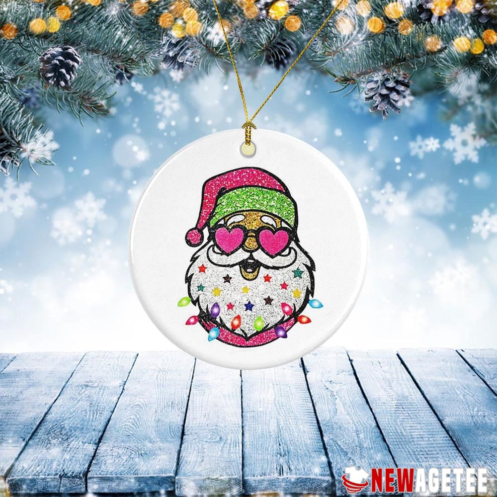 Santa Pink Hat Christmas Light Ornament