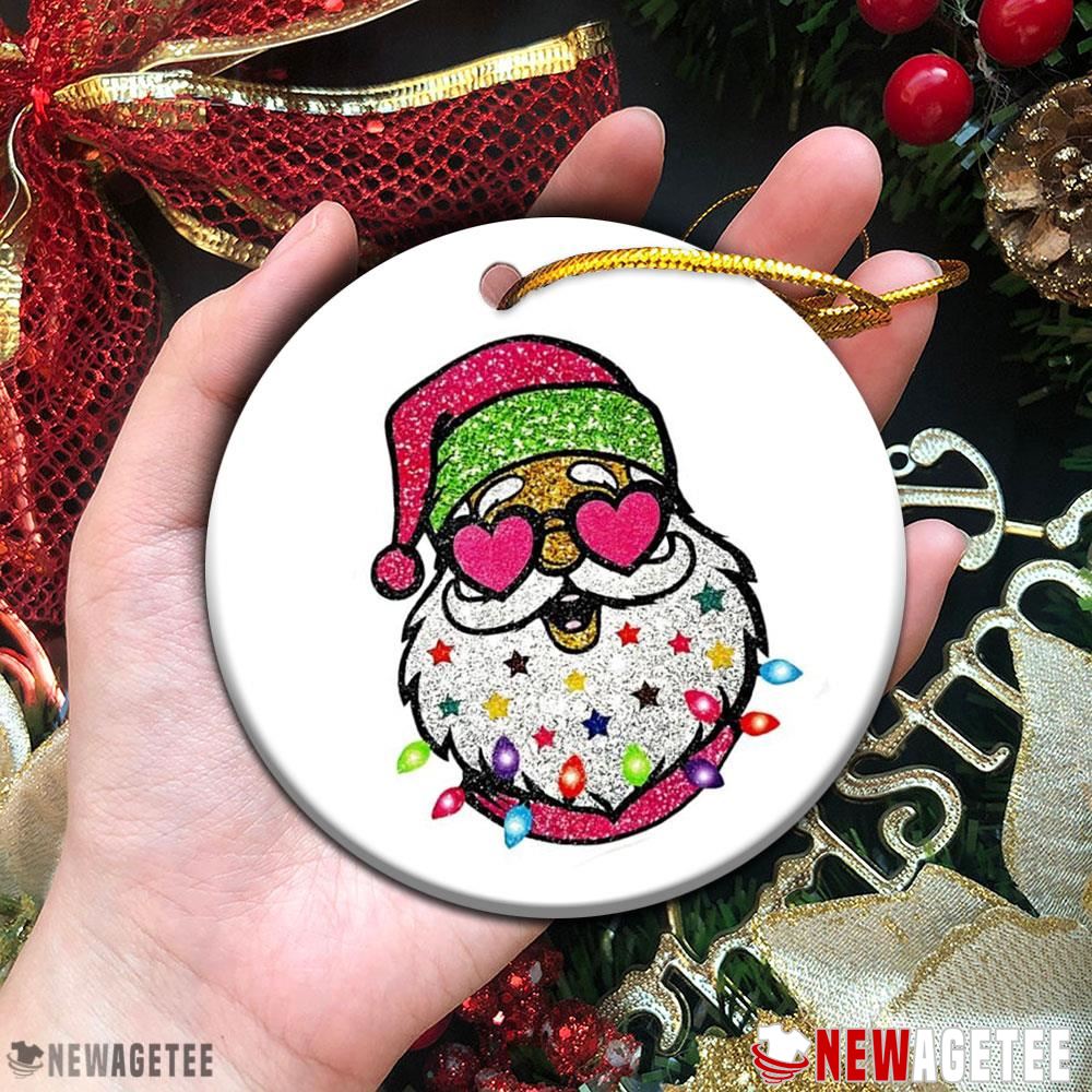 Santa Pink Hat Christmas Light Ornament