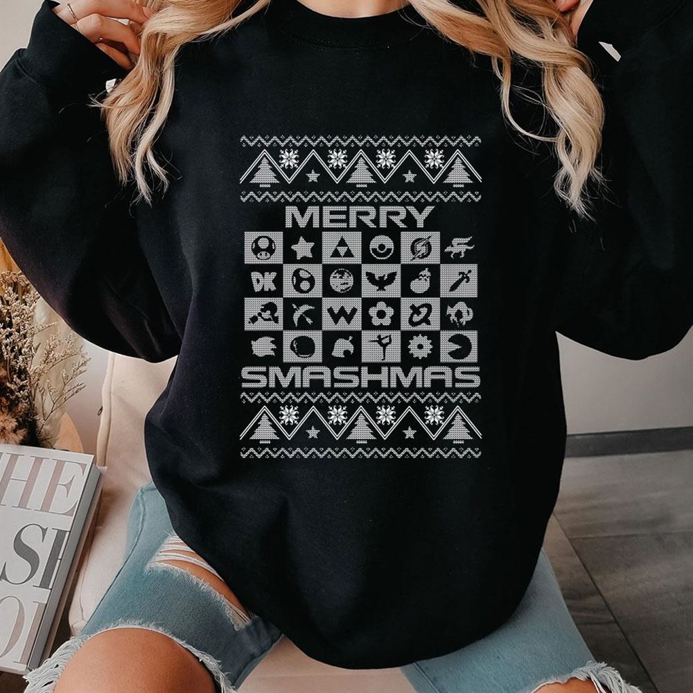 Super Smash Bros Logo Ugly Christmas Sweatshirt Super Smash Bros Logo Ugly Christmas Sweatshirt