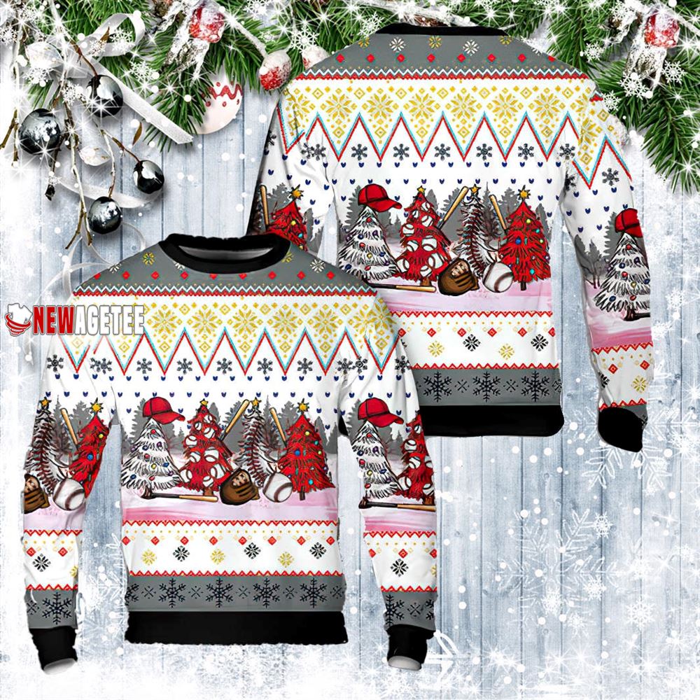 Baseball Christmas Trees Sweater