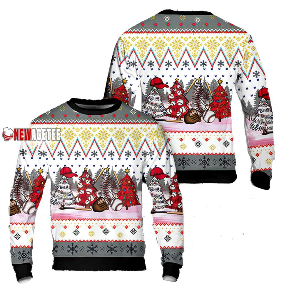 Baseball Christmas Trees Sweater