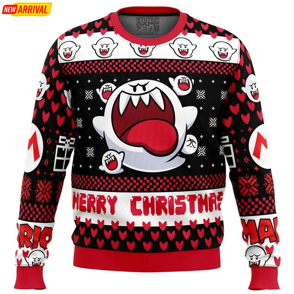 Boo Super Mario Bros Merry Christmas Ugly Sweater