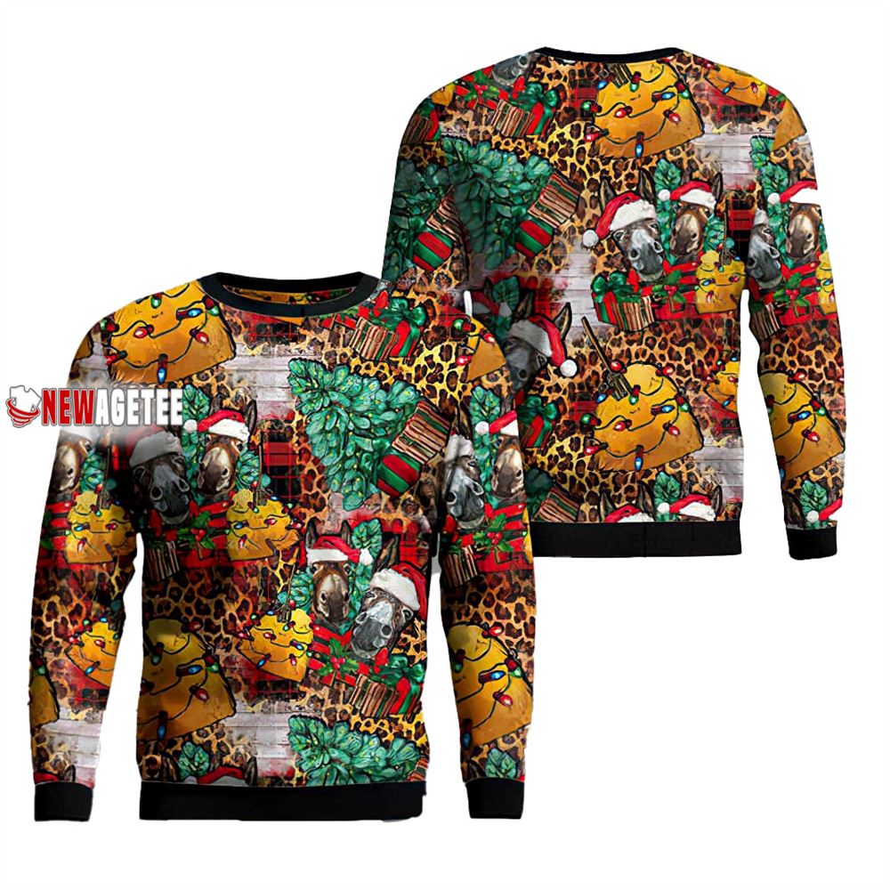 Christmas Donkeys And Hay With Christmas Tree Sweater