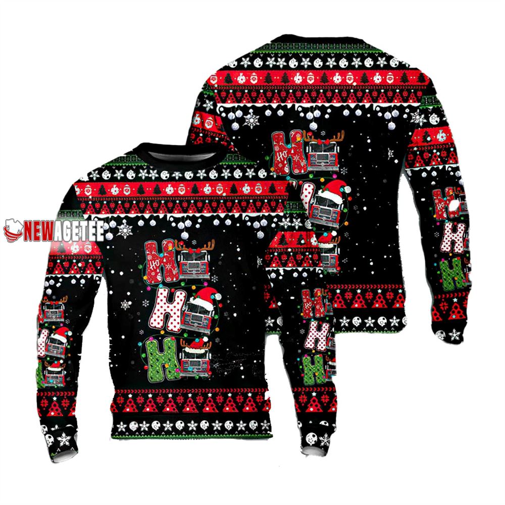 Firefighter Fire Truck Ho Ho Ho Christmas Sweater