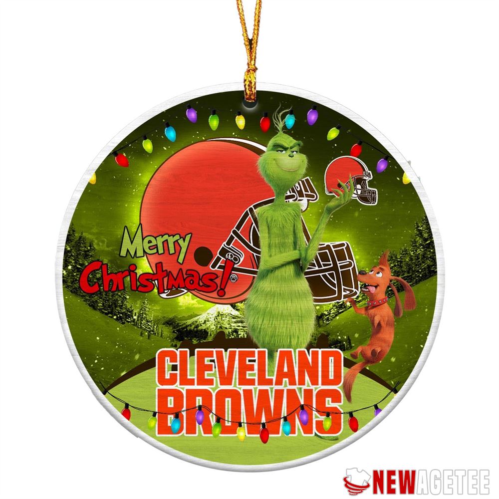 Funny Grinch Cleveland Browns Nfl Merry Christmas Ornaments Tree Decoration Holiday Gift