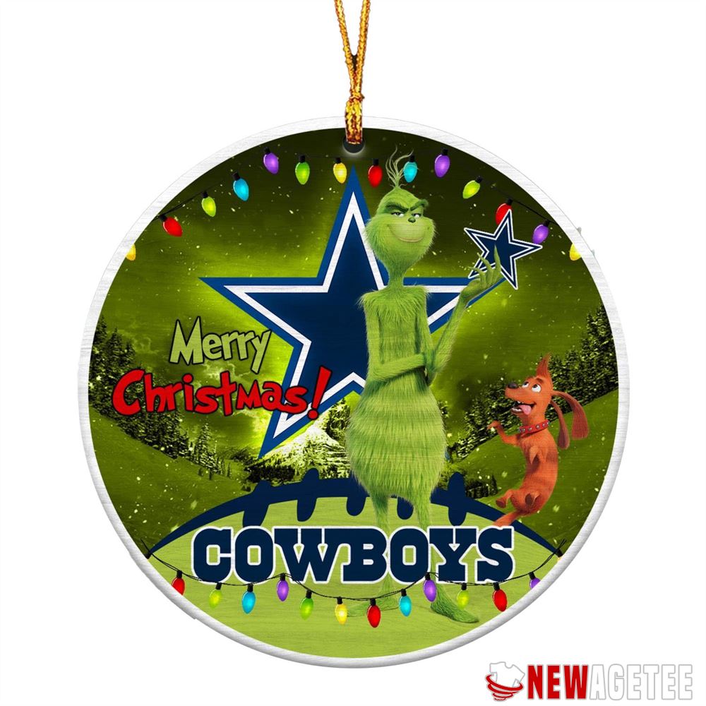 Funny Grinch Dallas Cowboys Nfl Merry Christmas Ornaments Tree Decoration Holiday Gift