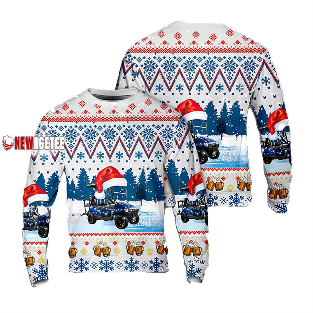 Golf Cart Beer Christmas Ugly Sweater