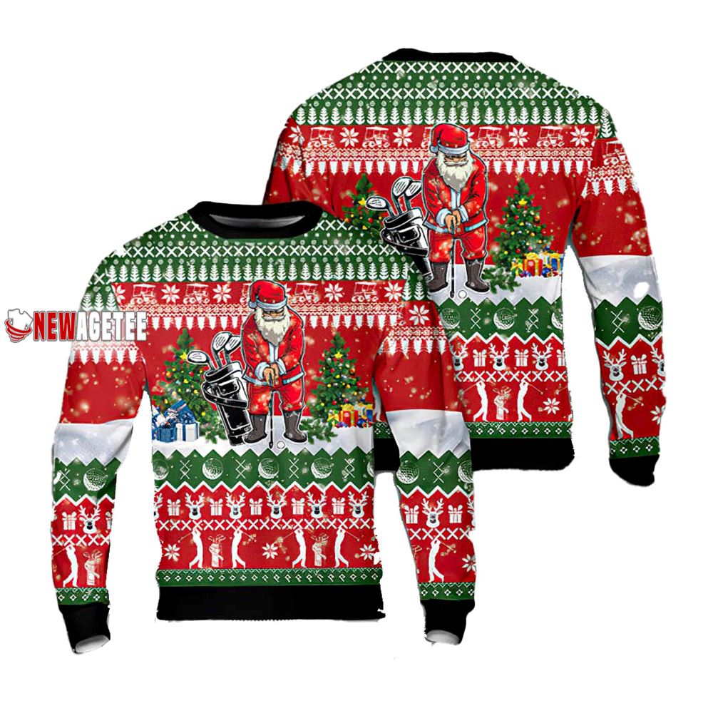 Golf Santa Christmas Ugly Sweater