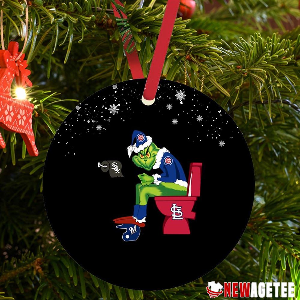 Grinch Santa Chicago Cubs Toilet St Louis Cardinals Milwaukee Brewers Christmas Ornament