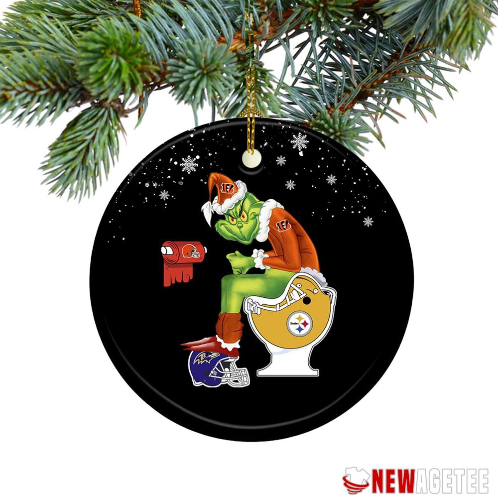 Grinch Santa Cincinnati Bengals Toilet Christmas Ornament