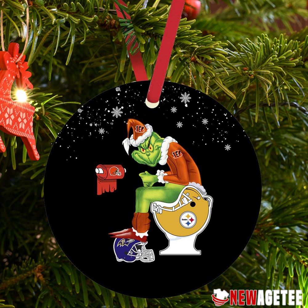 Grinch Santa Cincinnati Bengals Toilet Christmas Ornament