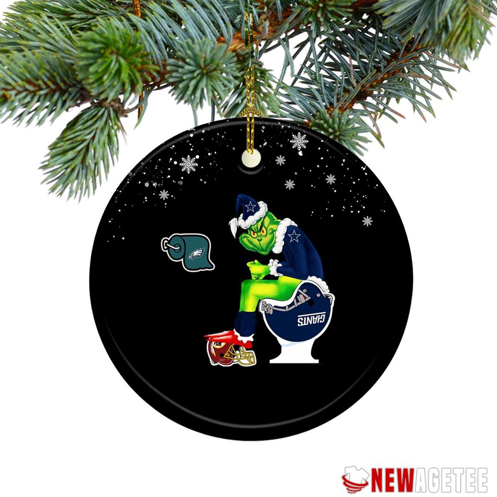 Grinch Santa Dallas Cowboys Toilet Christmas Ornament