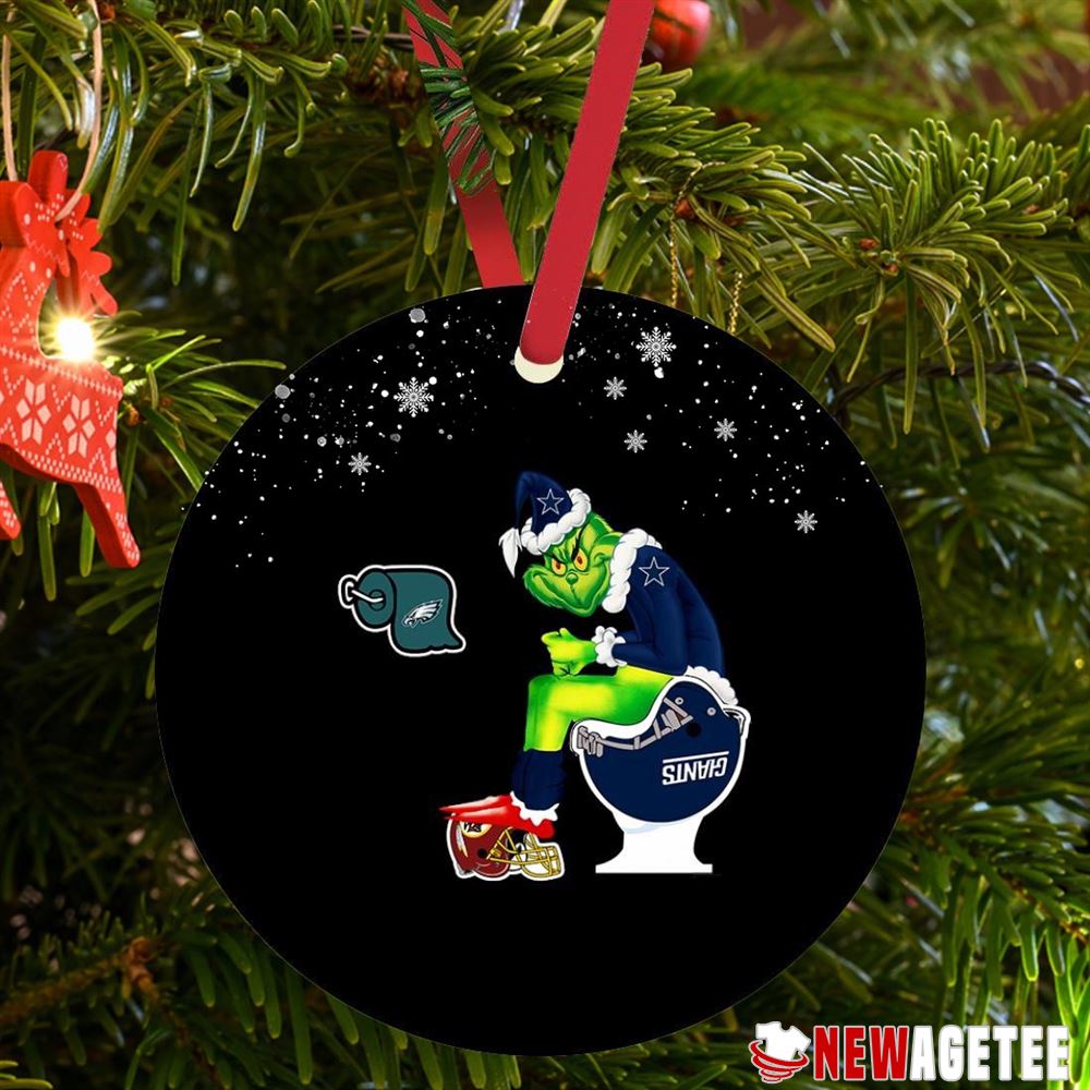 Grinch Santa Dallas Cowboys Toilet Christmas Ornament