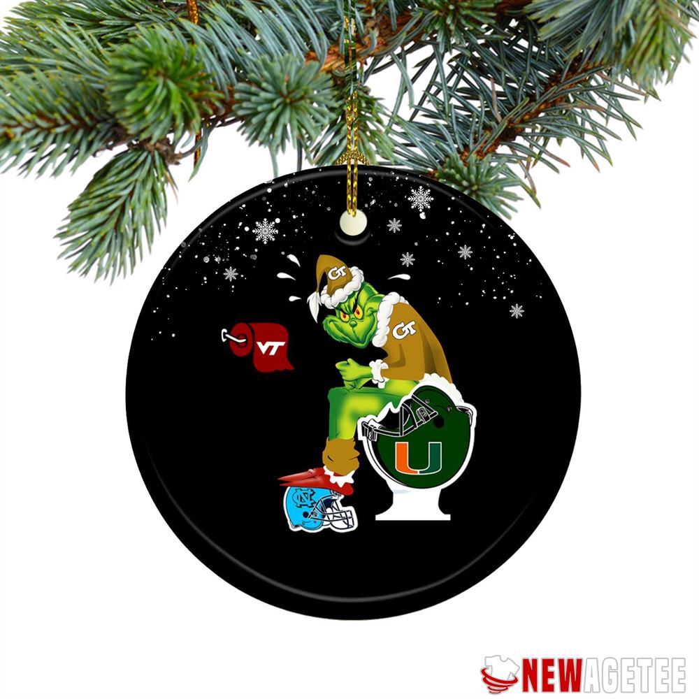 Grinch Santa Georgia Tech Yellow Jackets Toilet Christmas Ornament