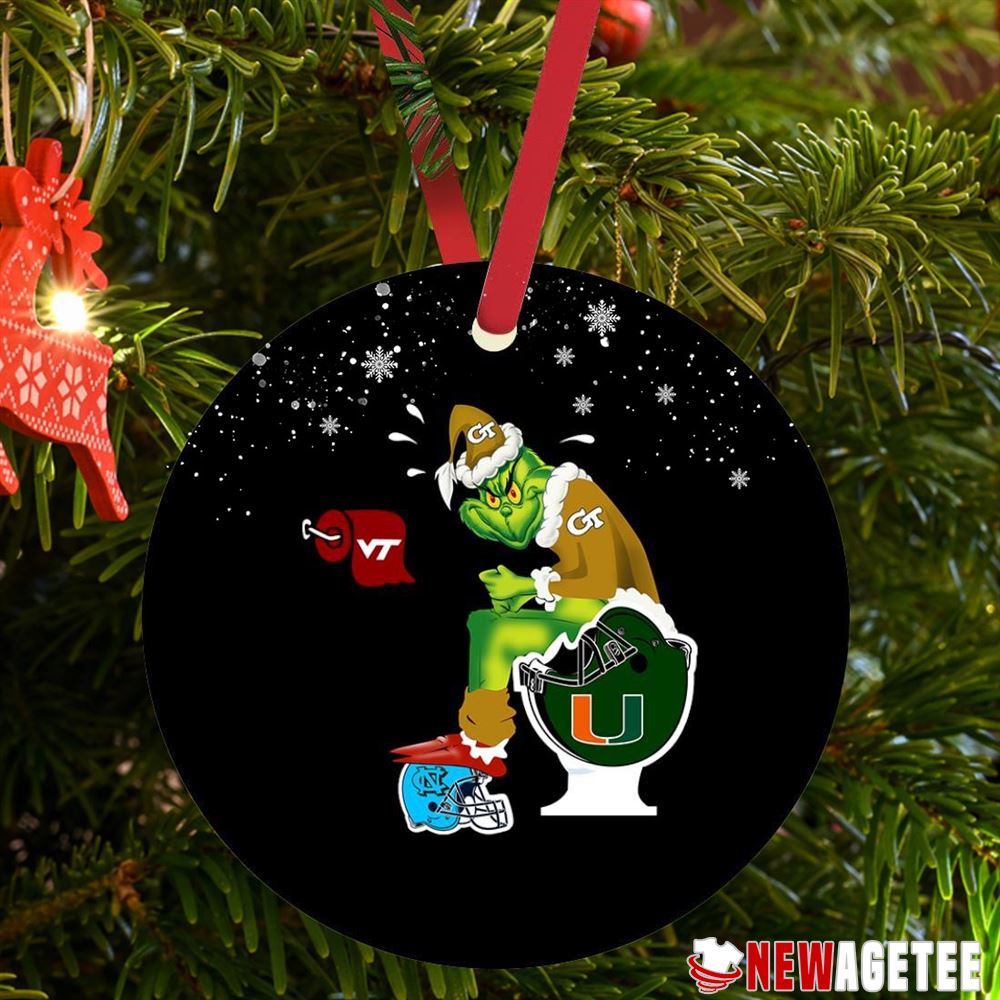 Grinch Santa Georgia Tech Yellow Jackets Toilet Christmas Ornament