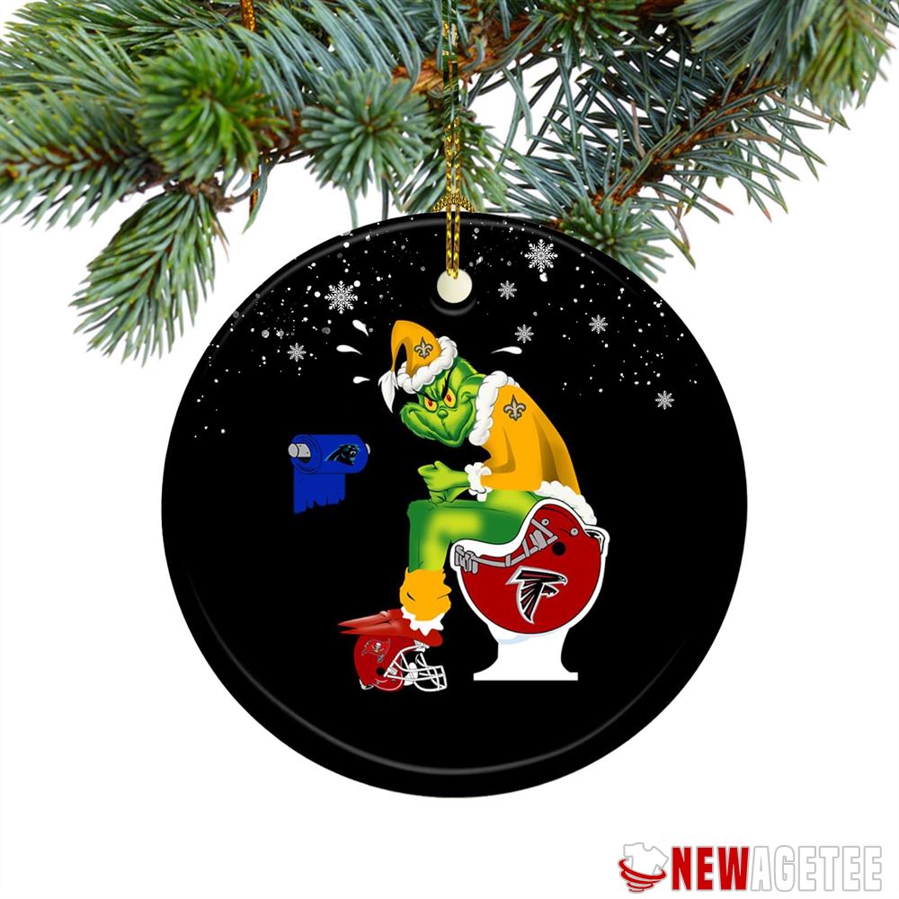 Grinch Santa New Orleans Saints Atlanta Falcons Toilet Christmas Ornament
