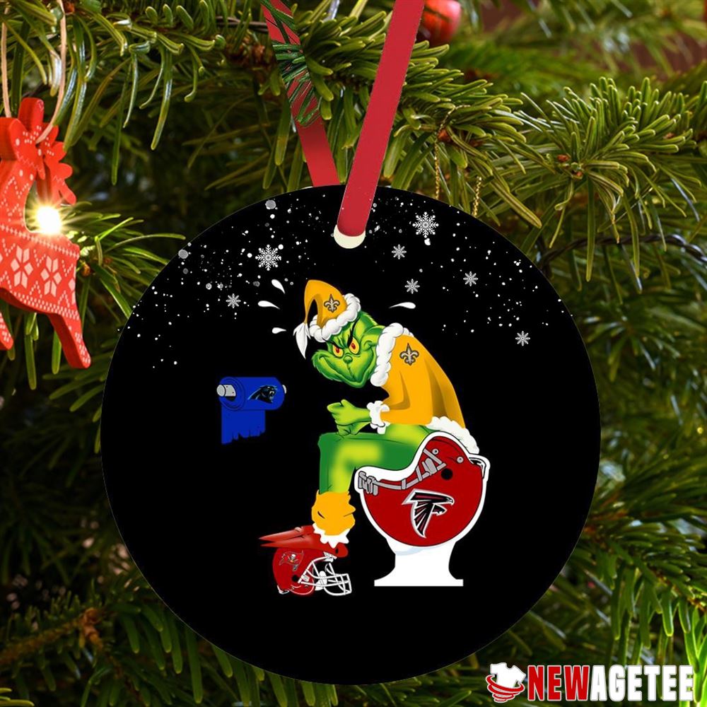Grinch Santa New Orleans Saints Atlanta Falcons Toilet Christmas Ornament