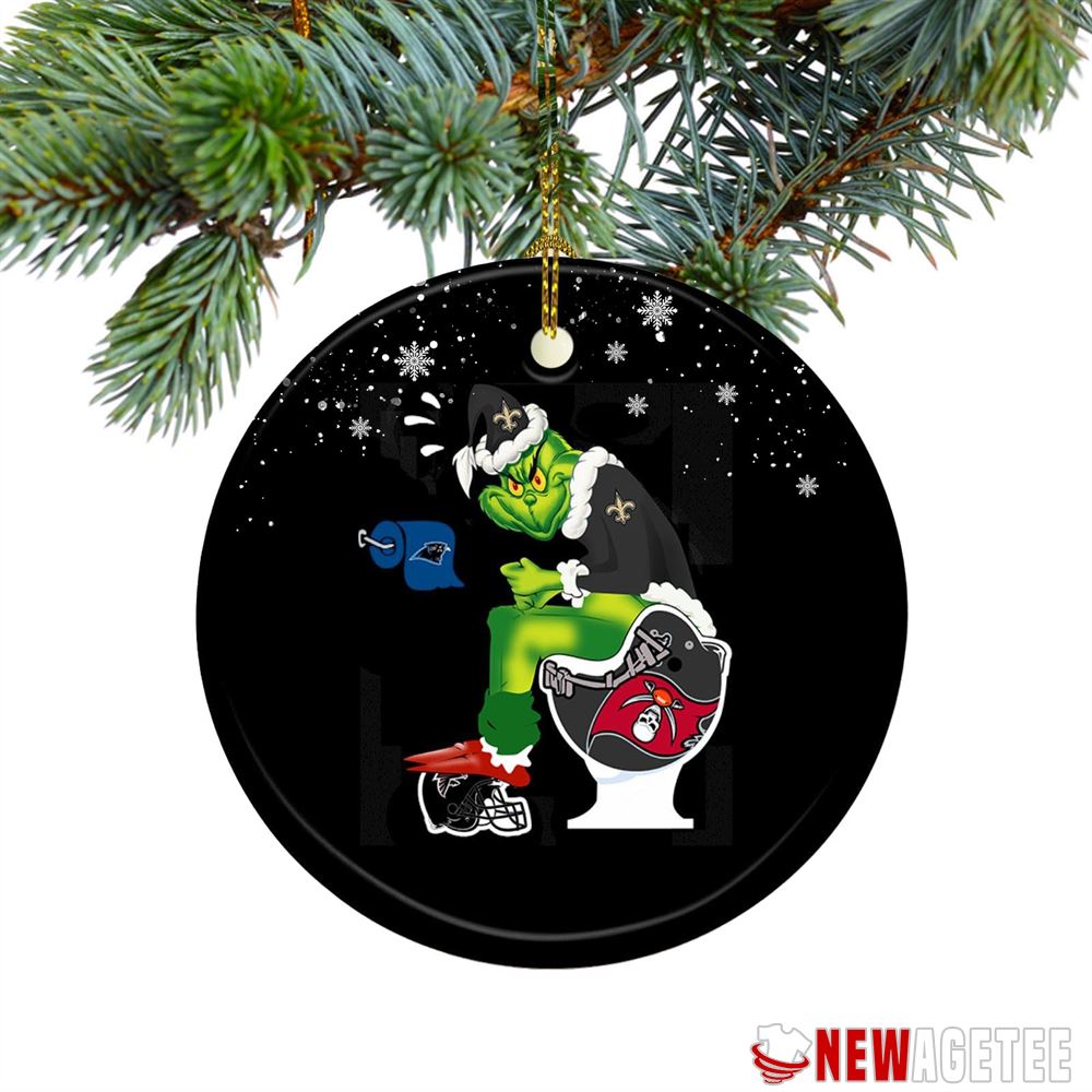 Grinch Santa New Orleans Saints Toilet Christmas Ornament