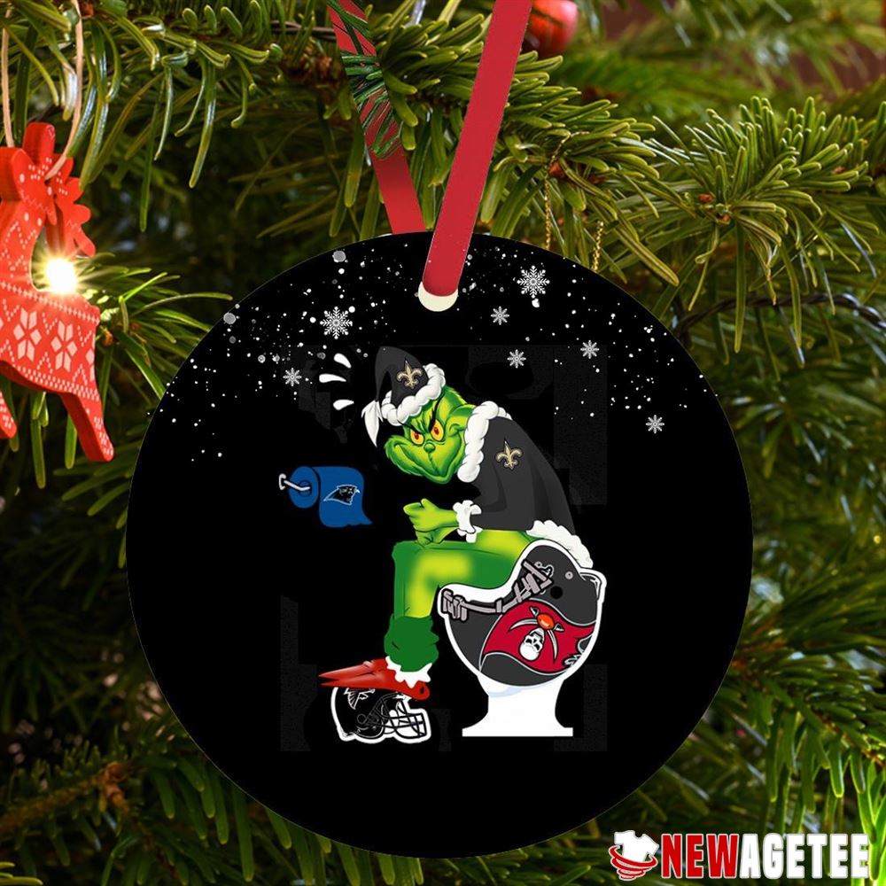 Grinch Santa New Orleans Saints Toilet Christmas Ornament