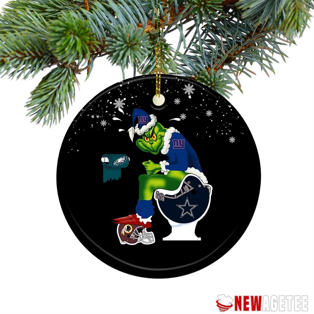Grinch Santa New York Giants Toilet Christmas Ornament