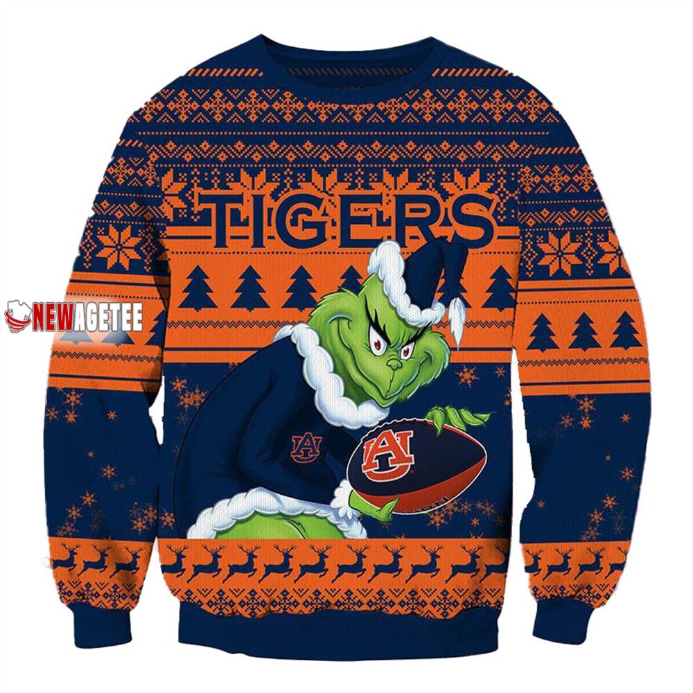 Grinch Stole Auburn Tigers Ncaa Christmas Ugly Sweater Grinch Stole Auburn Tigers Ncaa Christmas Ugly Sweater