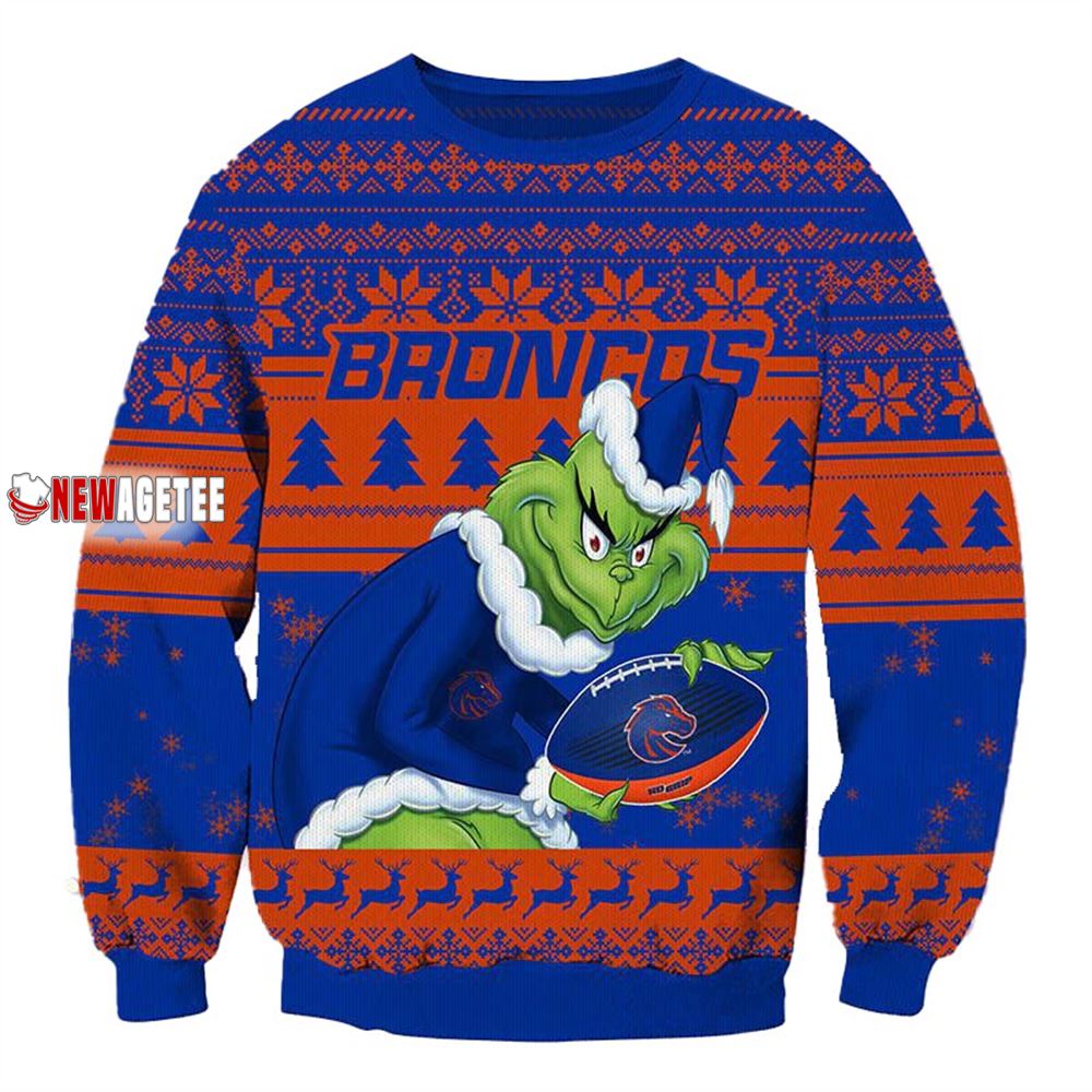 Grinch Stole Boise State Broncos Ncaa Christmas Ugly Sweater Grinch Stole Boise State Broncos Ncaa Christmas Ugly Sweater