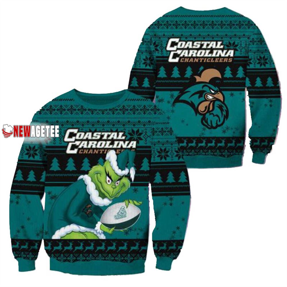Grinch Stole Coastal Carolina Chanticleers Ncaa Christmas Ugly Sweater Grinch Stole Coastal Carolina Chanticleers Ncaa Christmas Ugly Sweater