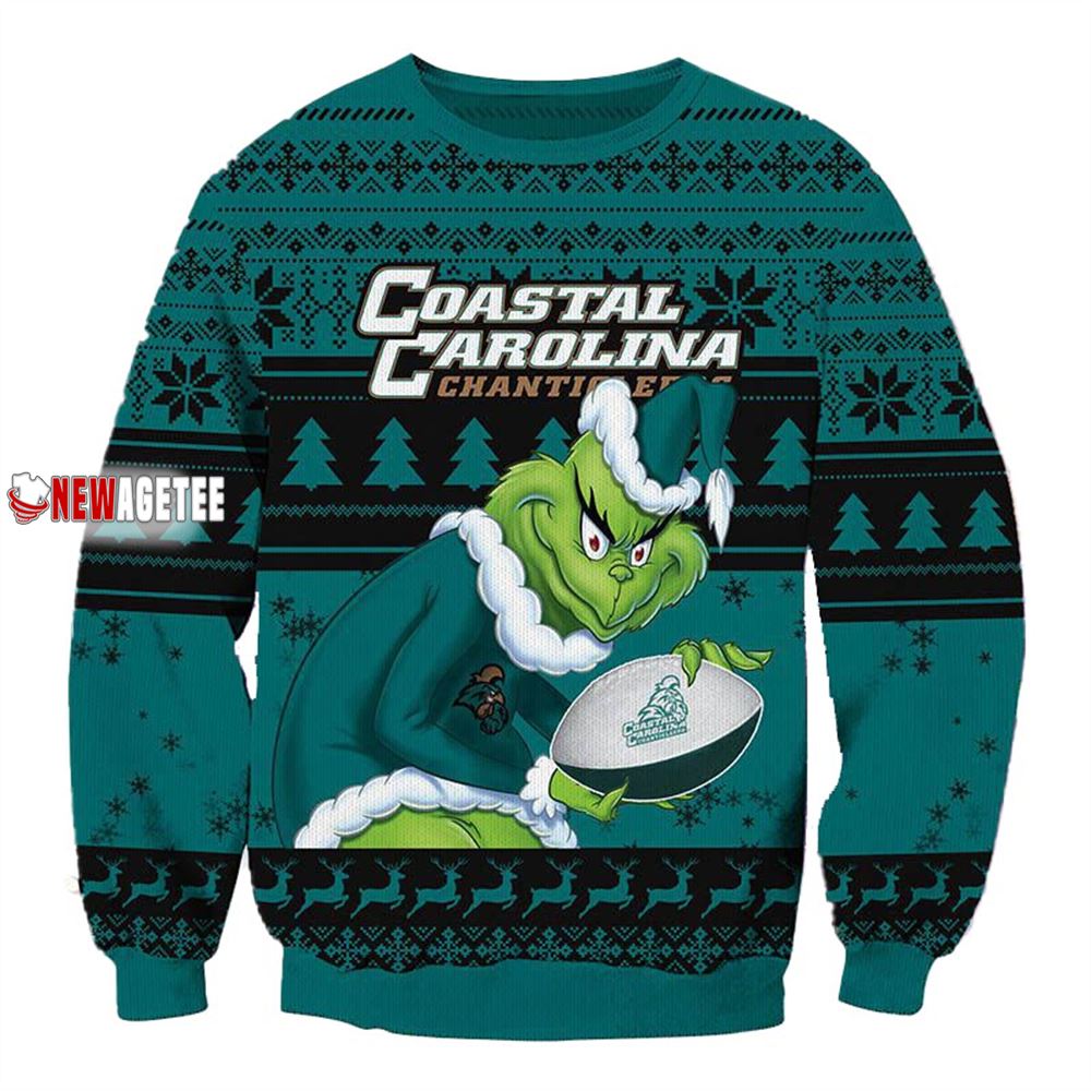 Grinch Stole Coastal Carolina Chanticleers Ncaa Christmas Ugly Sweater Grinch Stole Coastal Carolina Chanticleers Ncaa Christmas Ugly Sweater