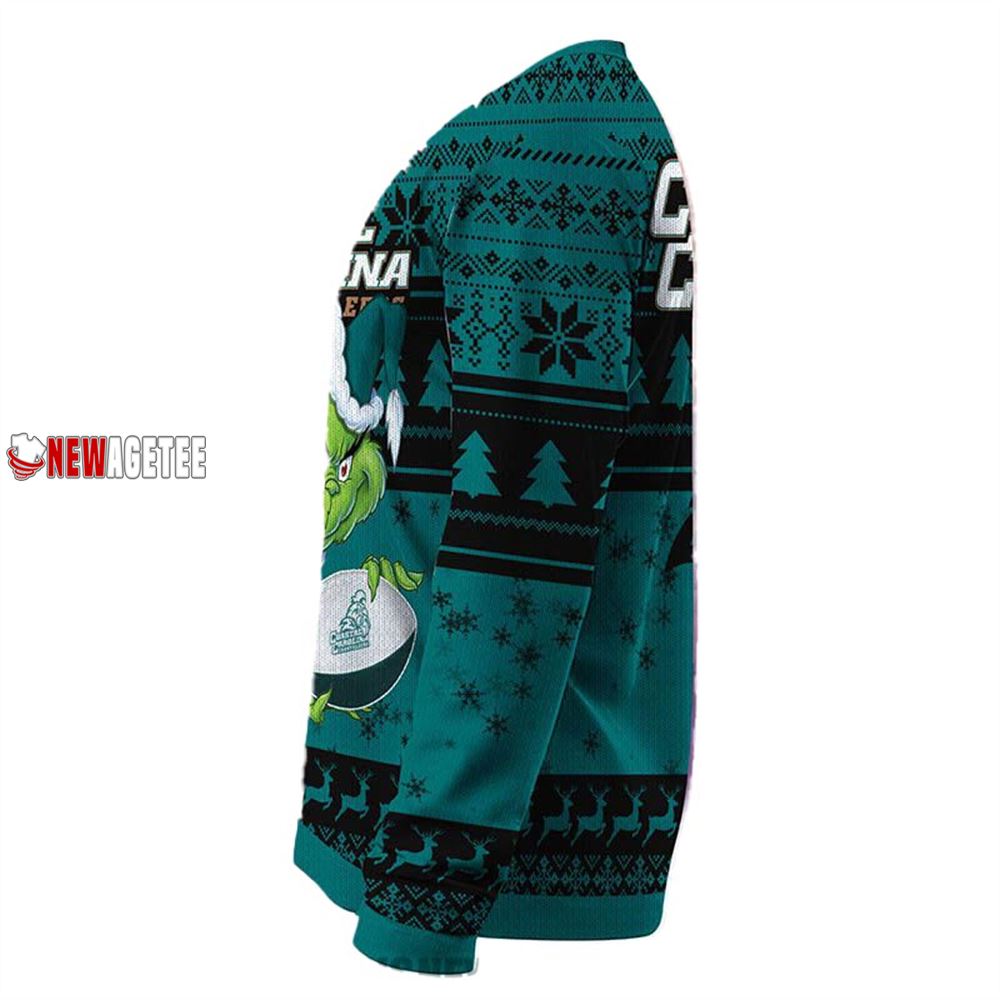 Grinch Stole Coastal Carolina Chanticleers Ncaa Christmas Ugly Sweater Grinch Stole Coastal Carolina Chanticleers Ncaa Christmas Ugly Sweater