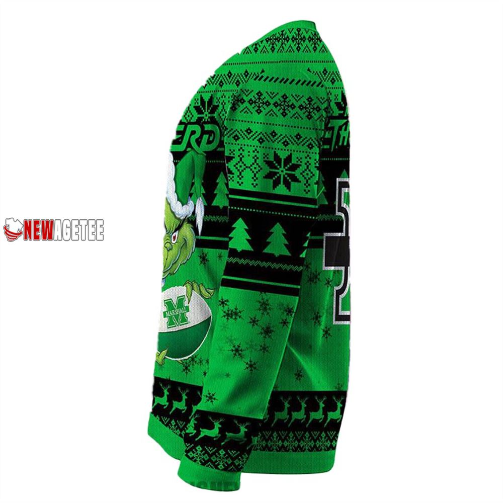 Grinch Stole Marshall Thundering Herd Ncaa Christmas Ugly Sweater Grinch Stole Marshall Thundering Herd Ncaa Christmas Ugly Sweater