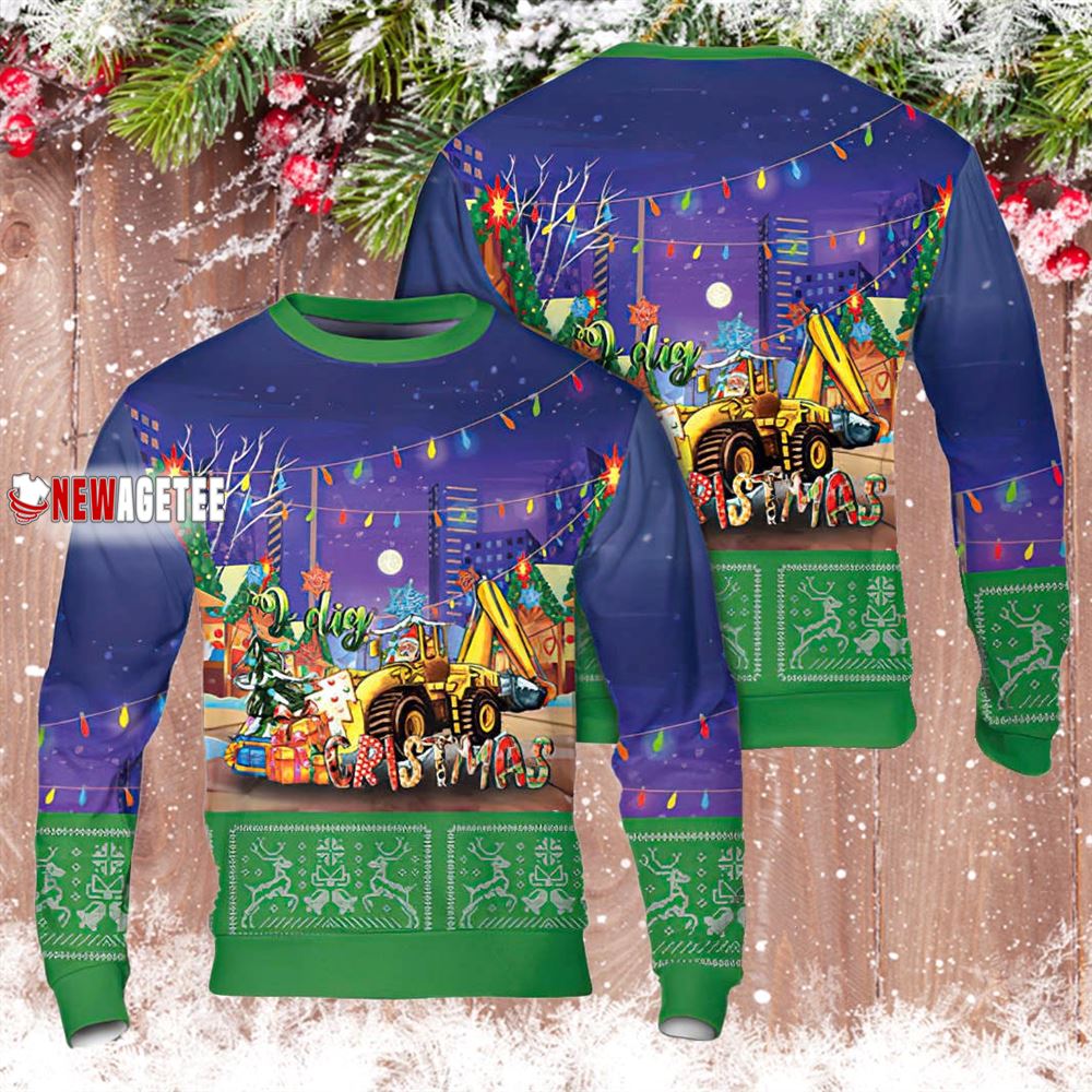 I Dig Christmas Backhoe Loader Sweater