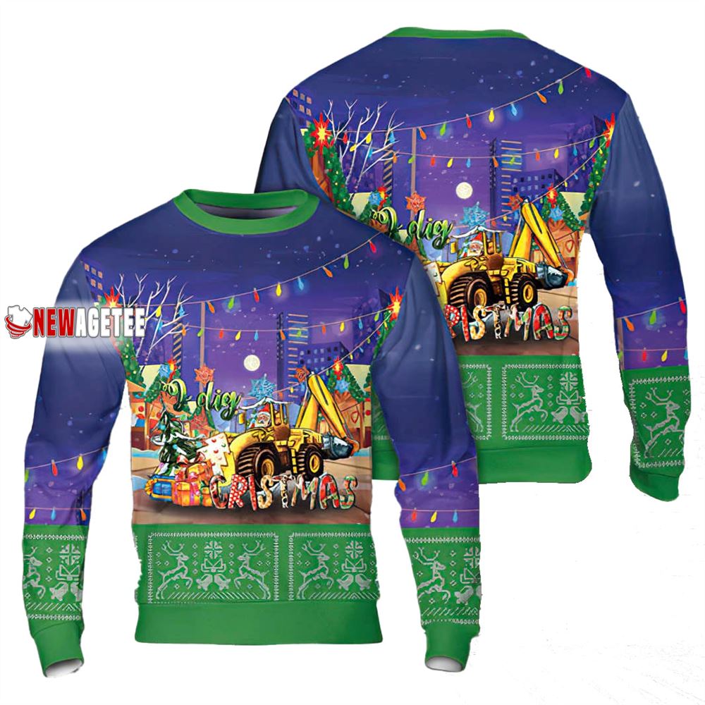 I Dig Christmas Backhoe Loader Sweater