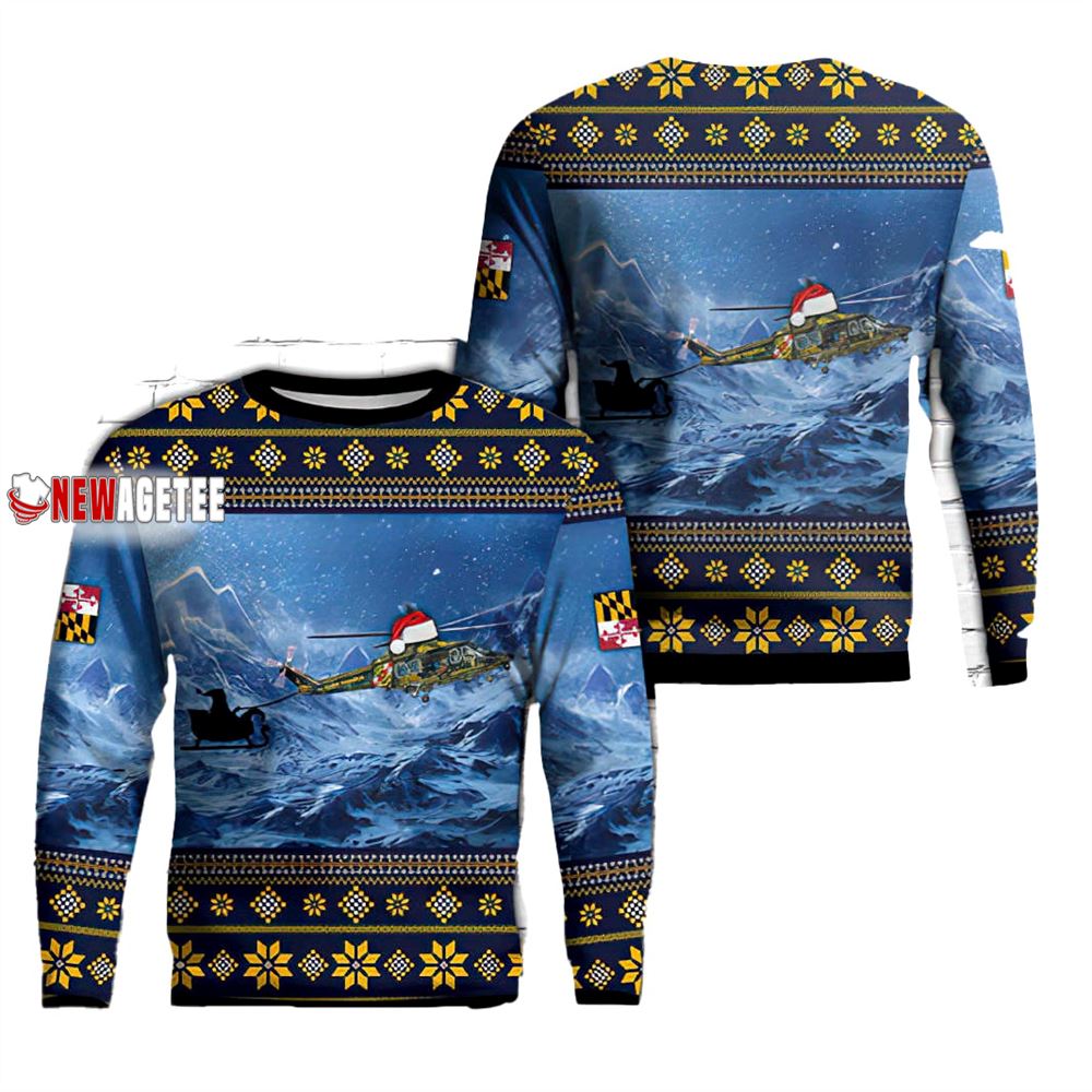 Maryland State Police Aw139 N388md Trooper 1 Christmas Ugly Sweater Maryland State Police Aw139 N388md Trooper 1 Christmas Ugly Sweater