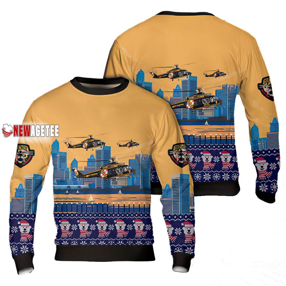 Maryland State Police Car Christmas Ugly Sweater Maryland State Police Car Christmas Ugly Sweater