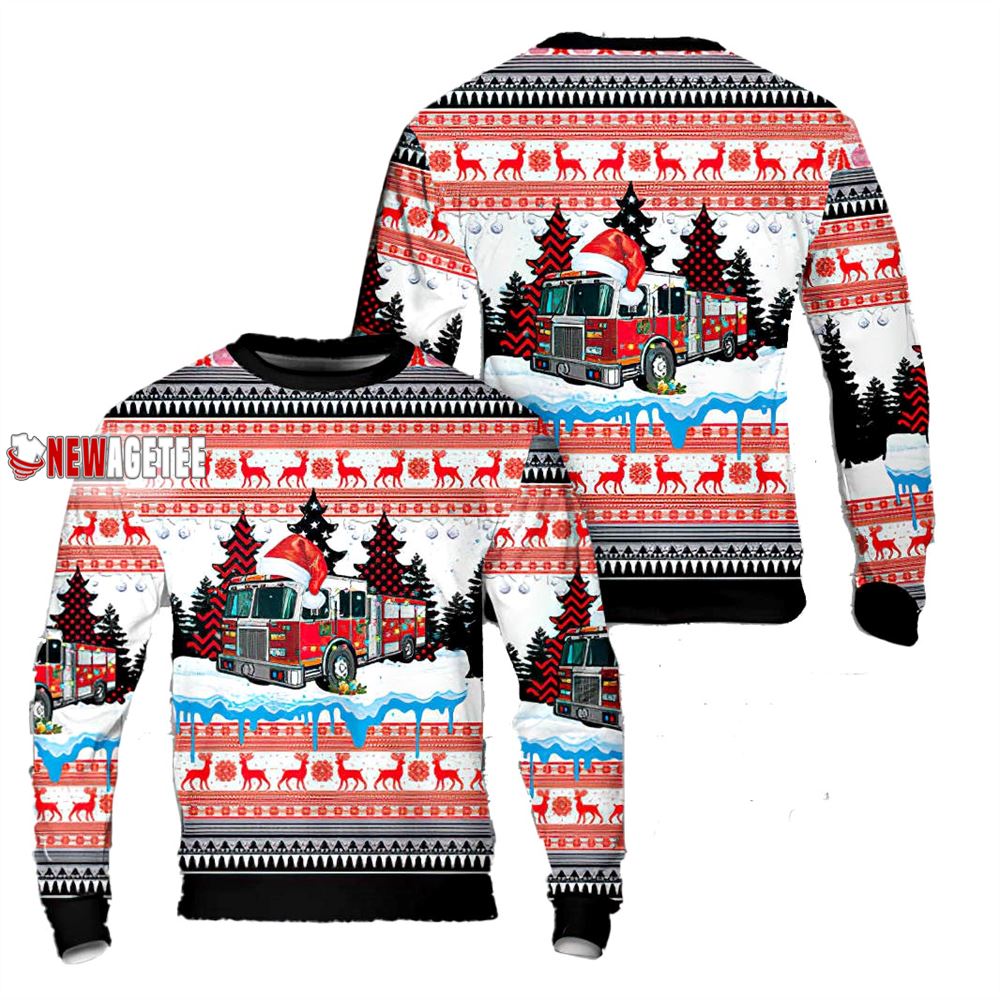 Merry Christmas Fire Department Trees Sweater