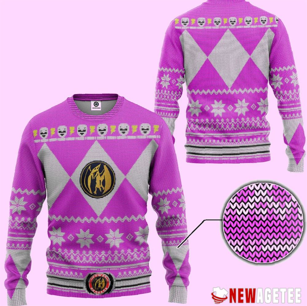 Mighty Morphin Pink Power Ranger Ugly Christmas Sweater Mighty Morphin Pink Power Ranger Ugly Christmas Sweater