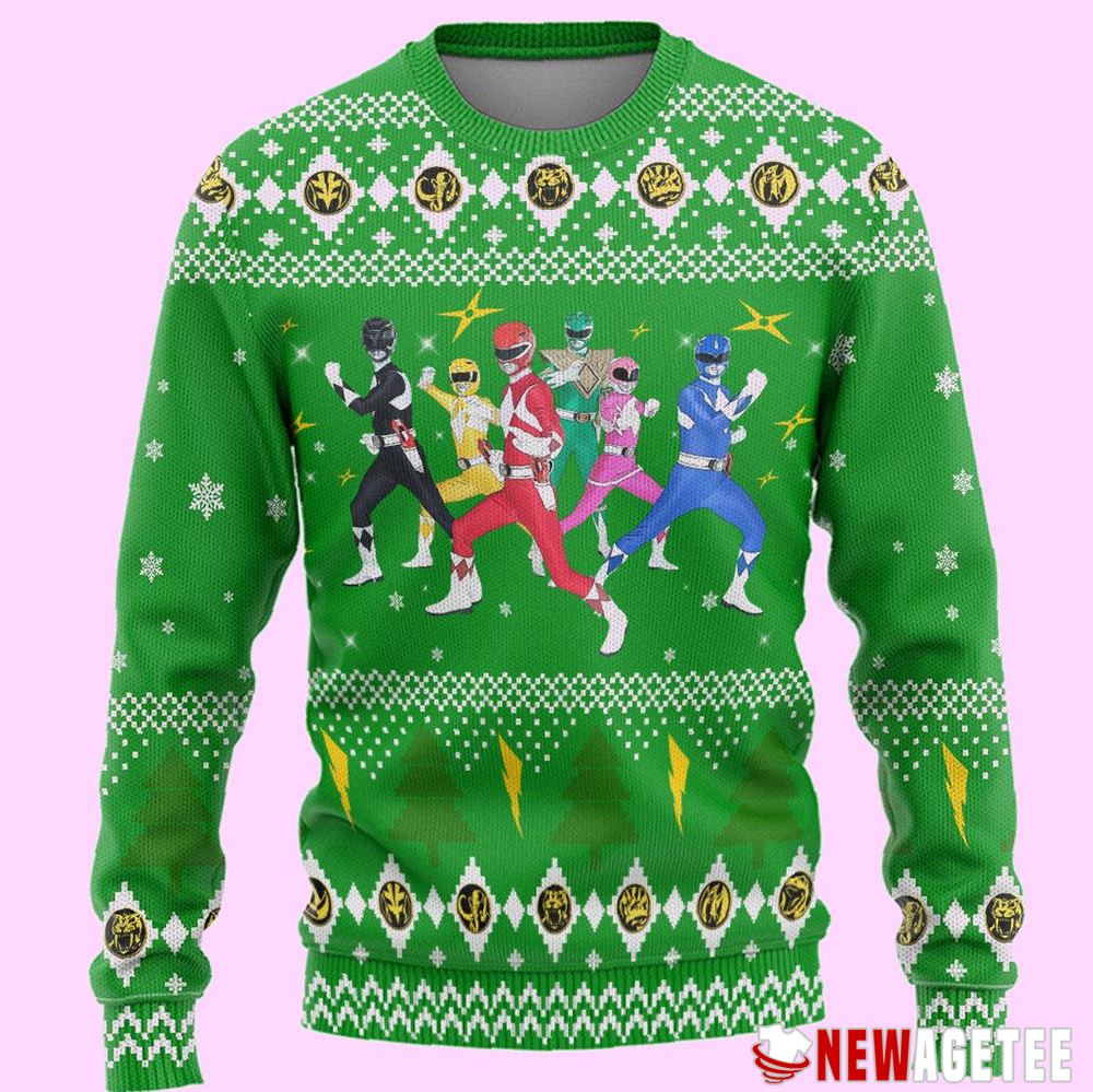 Mighty Morphin Pink Power Ranger Ugly Christmas Sweater Mighty Morphin Pink Power Ranger Ugly Christmas Sweater