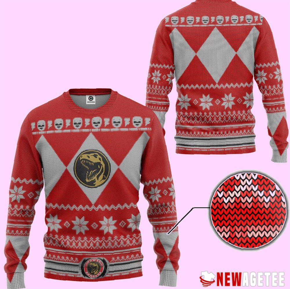 Mighty Morphin Red Power Ranger Ugly Christmas Sweater Mighty Morphin Red Power Ranger Ugly Christmas Sweater