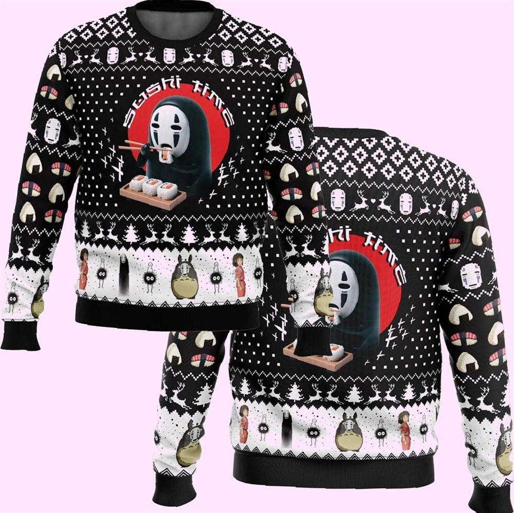 No Face Sushi Time Spirited Away Christmas Ugly Sweater