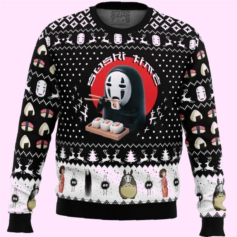 No Face Sushi Time Spirited Away Christmas Ugly Sweater