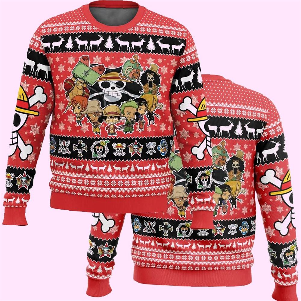One Piece Chibi Straw Hat Pirates Christmas Ugly Sweater