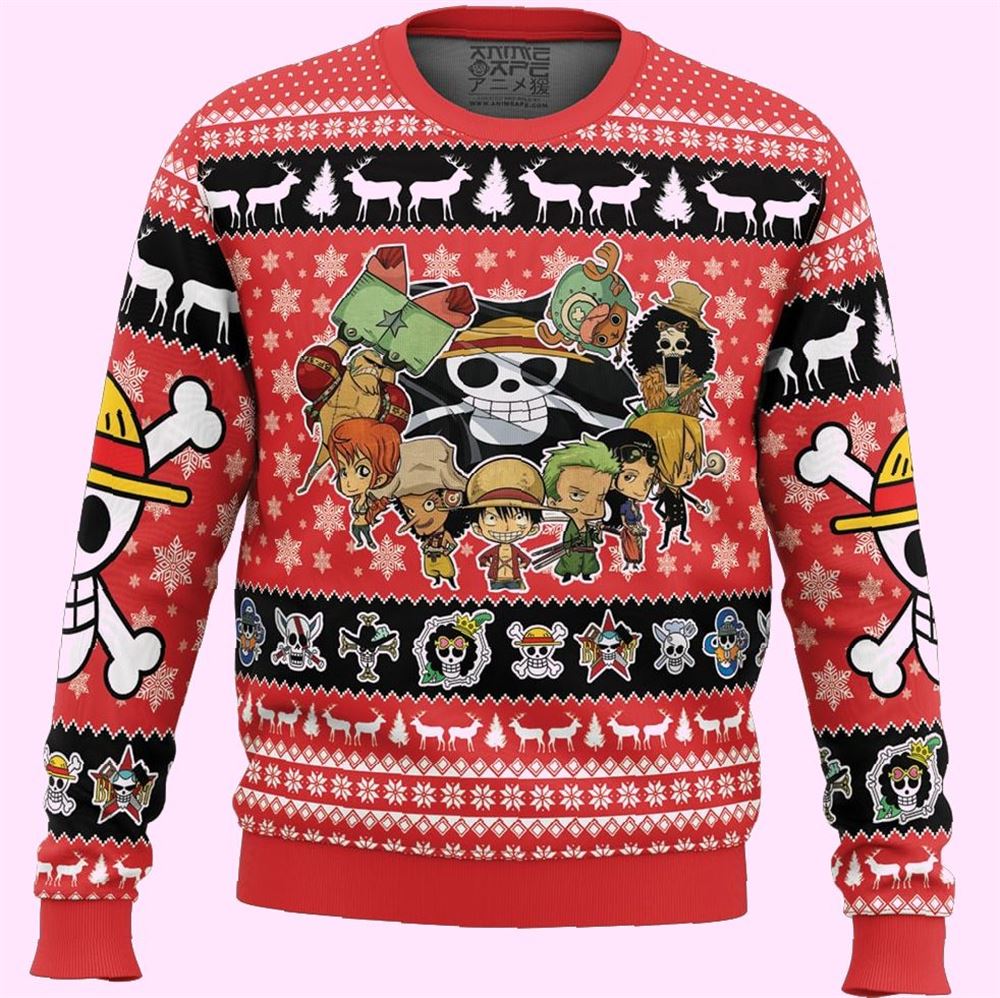 One Piece Chibi Straw Hat Pirates Christmas Ugly Sweater