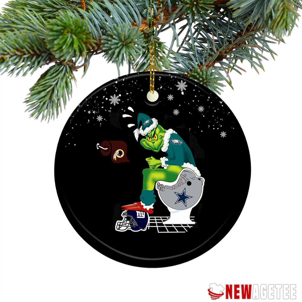 Philadelphia Eagles Santa Grinch Sits On Washington Redskins Toilet Christmas Ornament