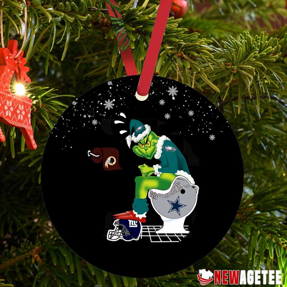 Philadelphia Eagles Santa Grinch Sits On Washington Redskins Toilet Christmas Ornament