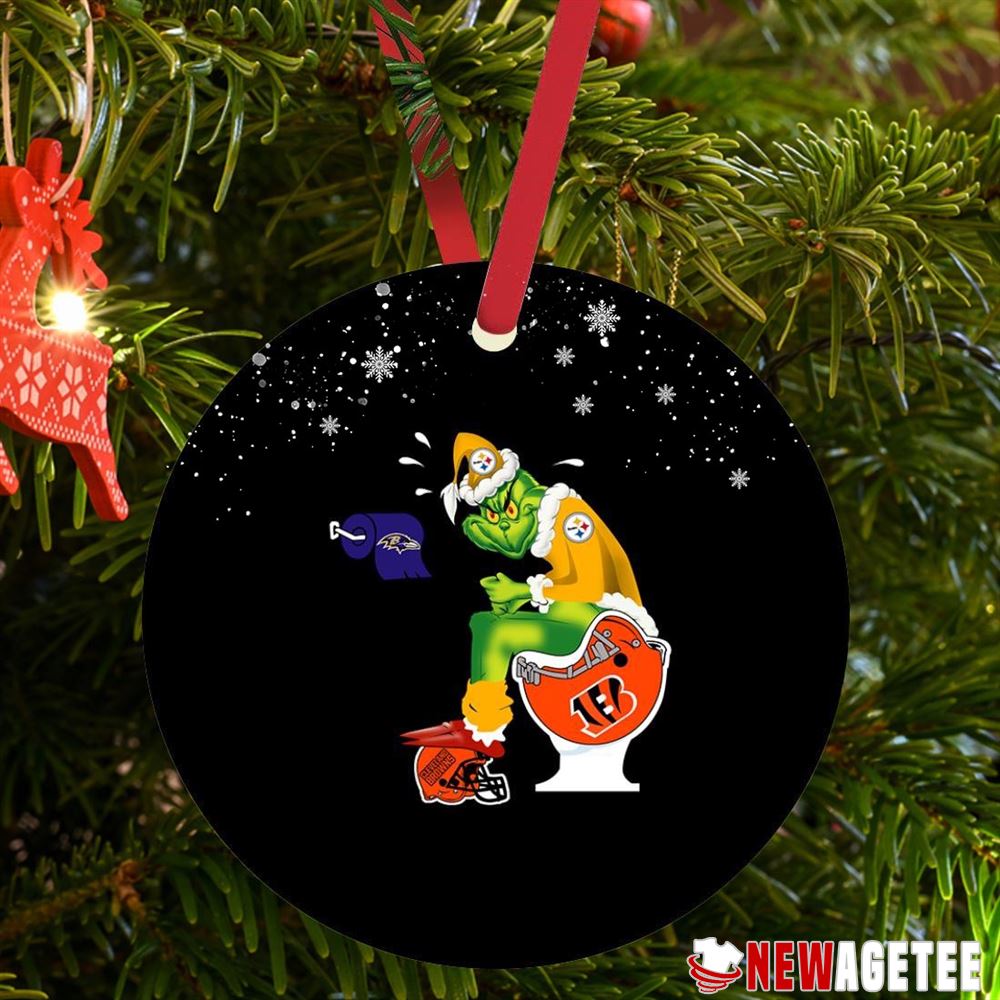 Pittsburgh Steelers Santa Claus Grinch Toilet Christmas Ornament