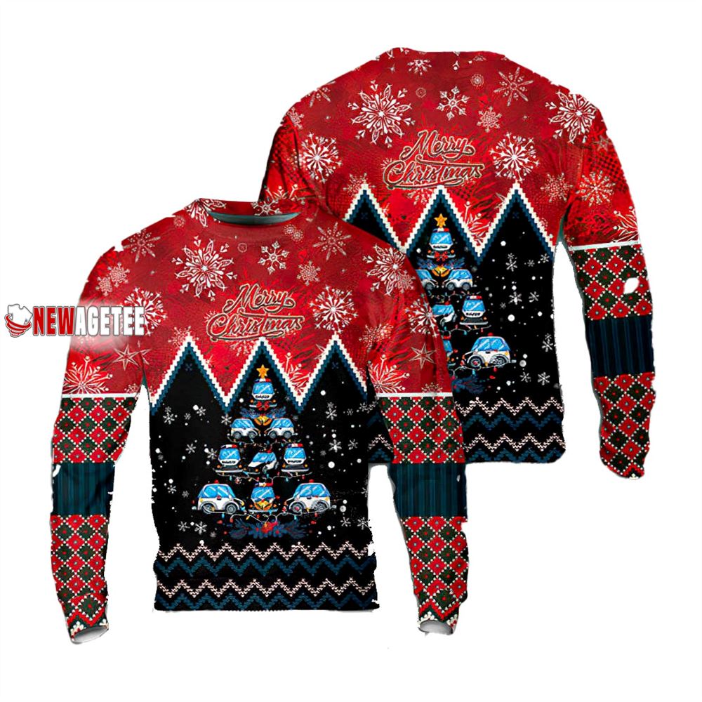 Police Car Christmas Tree Sweater Police Car Christmas Tree Sweater